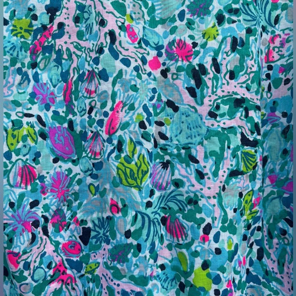 Lilly Pulitzer Sea View Linen Button Down Top In Multi Dive Bar, Size M - Picture 13 of 16